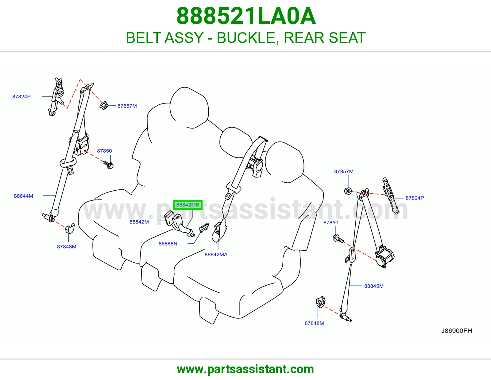 حزام قفل حزام أمان مرتبة خلفي كامل 888521LA0A