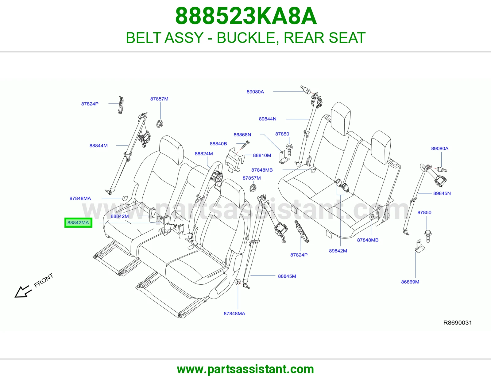 حزام قفل حزام أمان مرتبة خلفي كامل 888523KA8A
