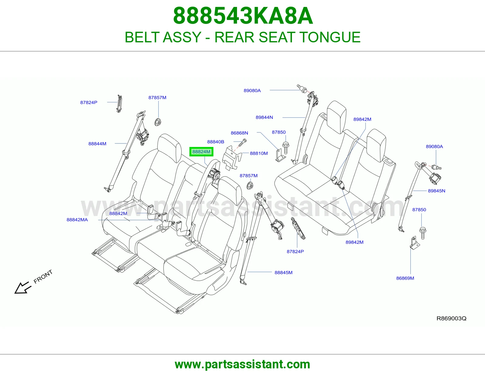 حزام لسان حزام مرتبة خلفي كامل 888543KA8A