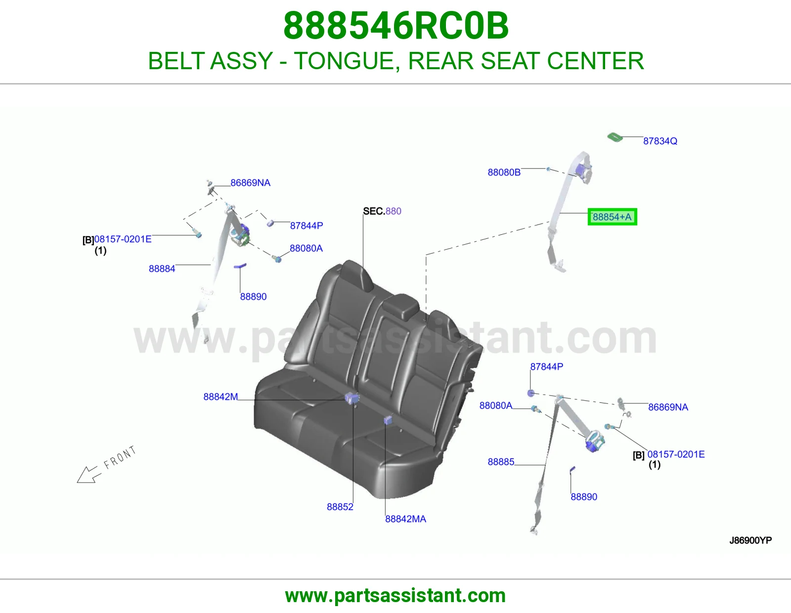 حزام لسان حزام مرتبة خلفي وسط كامل 888546RC0B