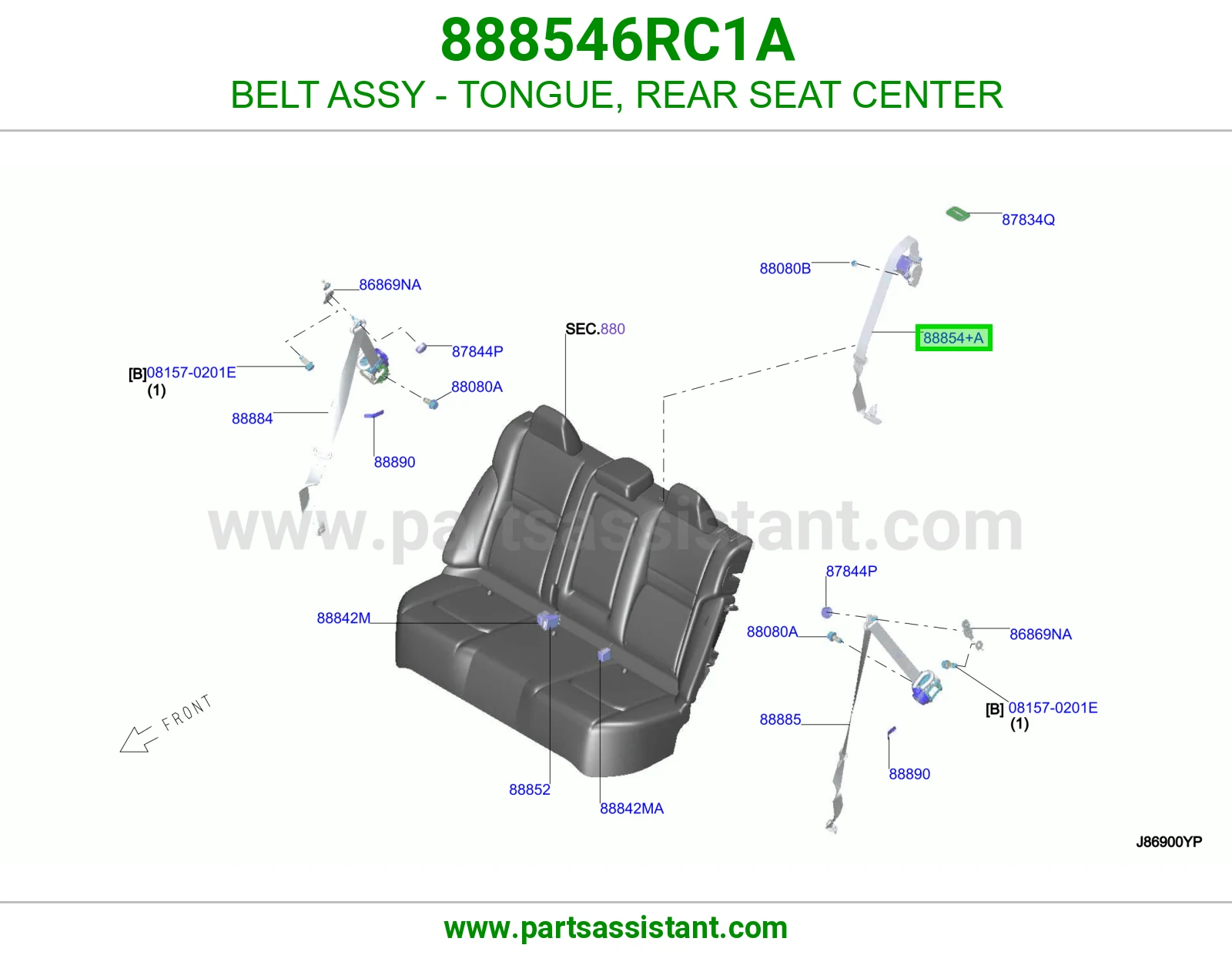 حزام لسان حزام مرتبة خلفي وسط كامل 888546RC1A