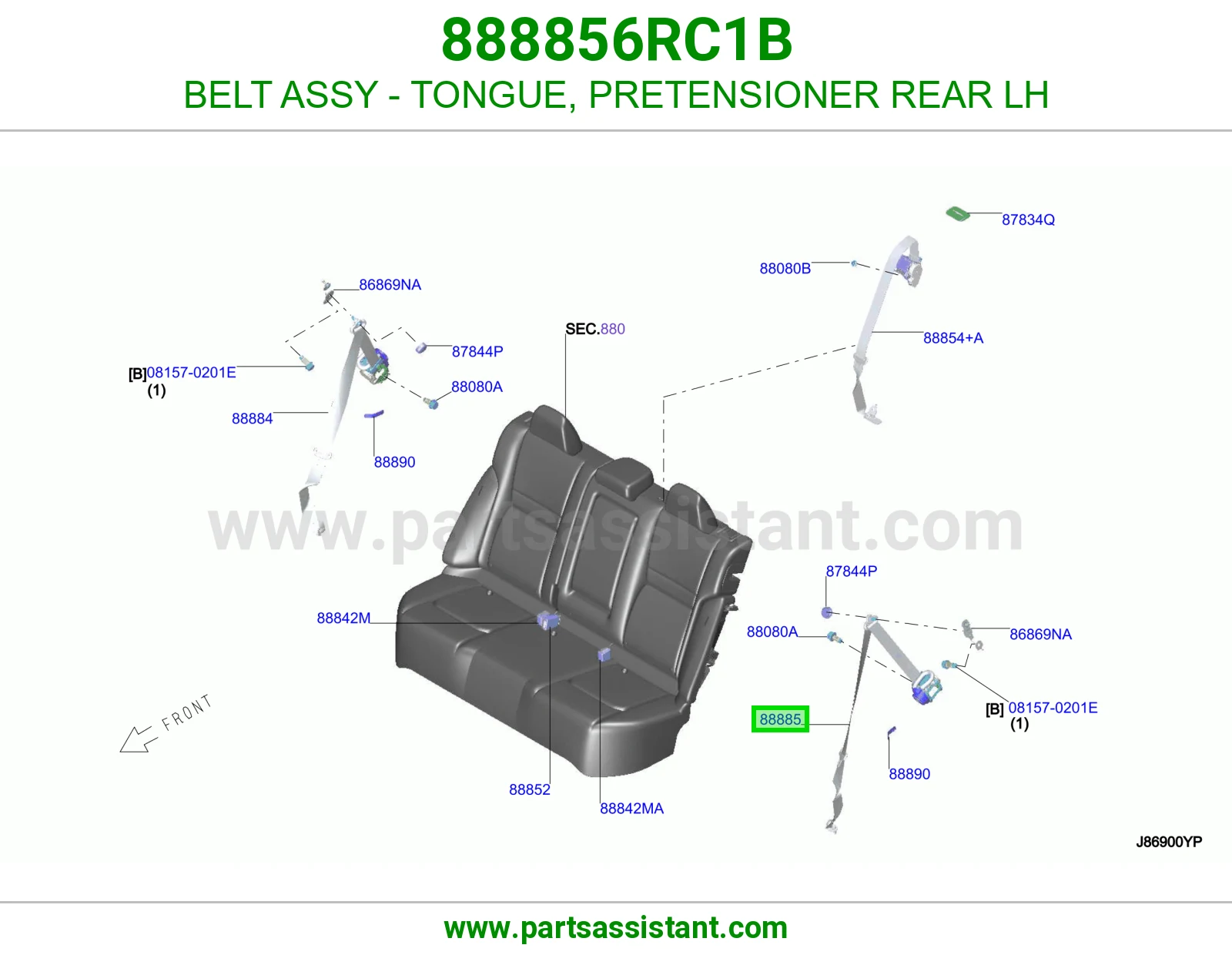 حزام لسان حزام شداد حزام أمان خلفي يسار كامل 888856RC1B