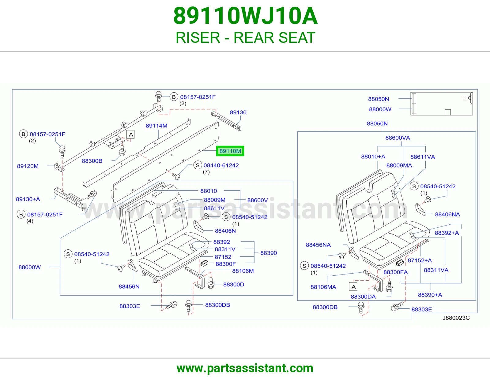 RISER - REAR SEAT 89110WJ10A