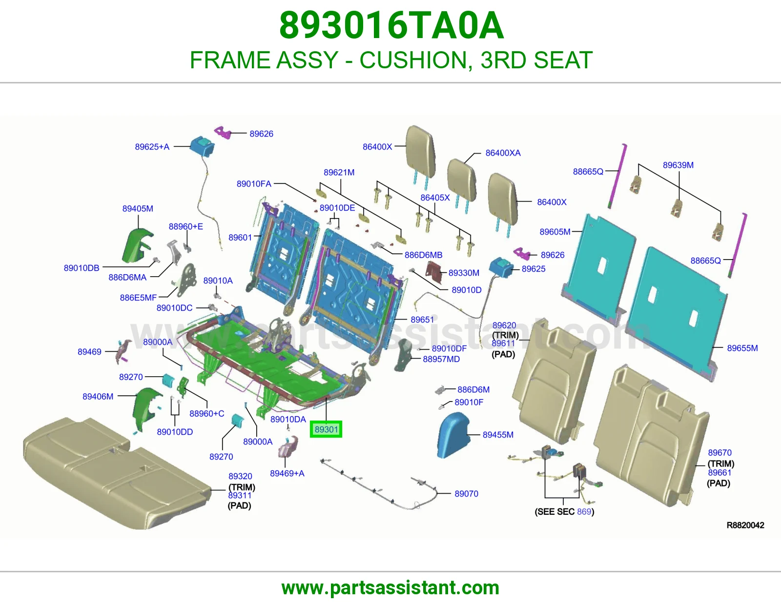 هيكل مرتبة صف ثالث كامل 893016TA0A