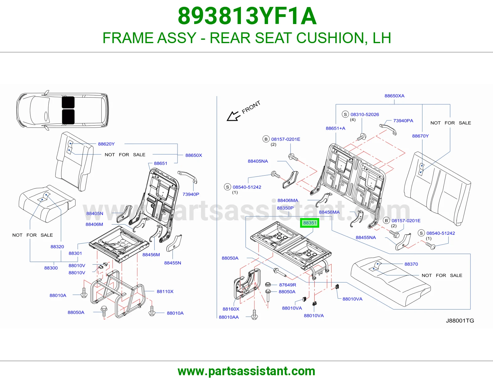 هيكل قاعدة مرتبة خلفي يسار كامل 893813YF1A