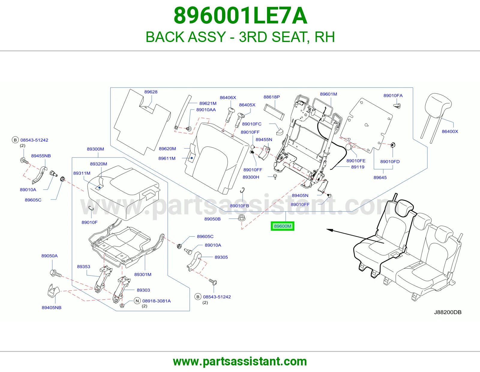 ظهر مرتبة صف ثالث يمين كامل 896001LE7A