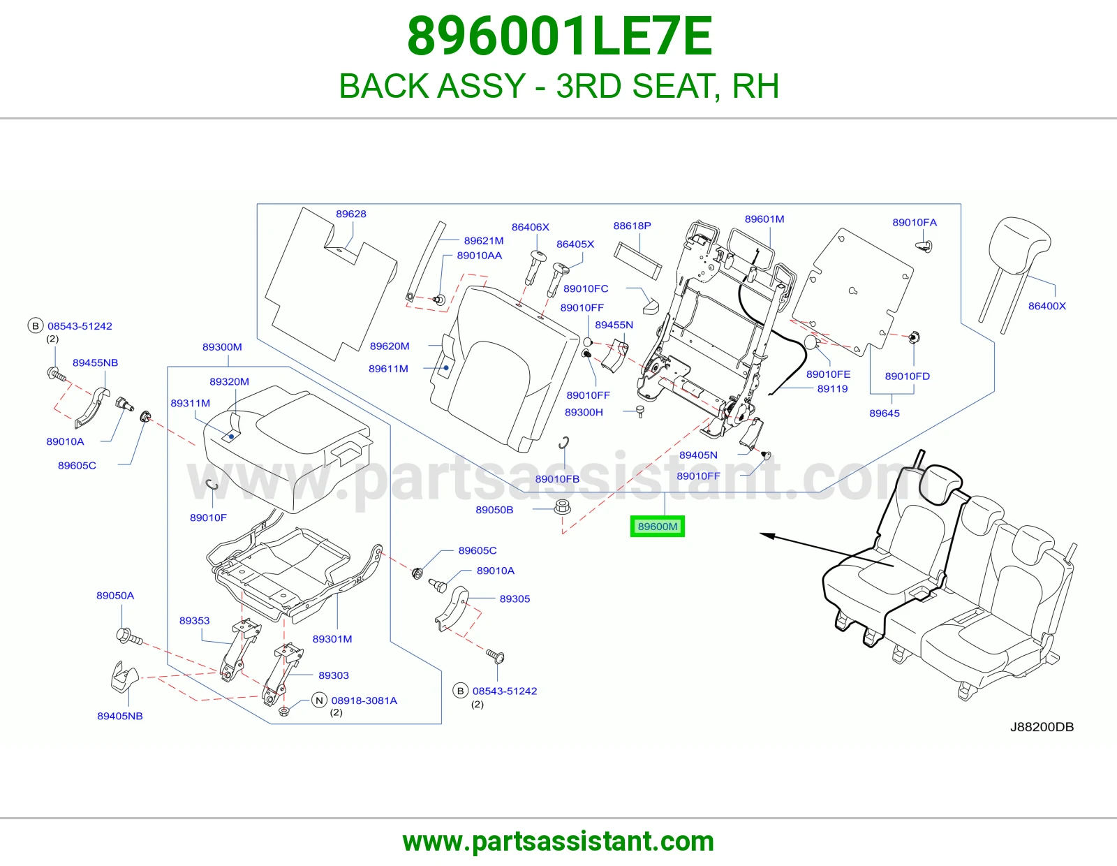 ظهر مرتبة صف ثالث يمين كامل 896001LE7E