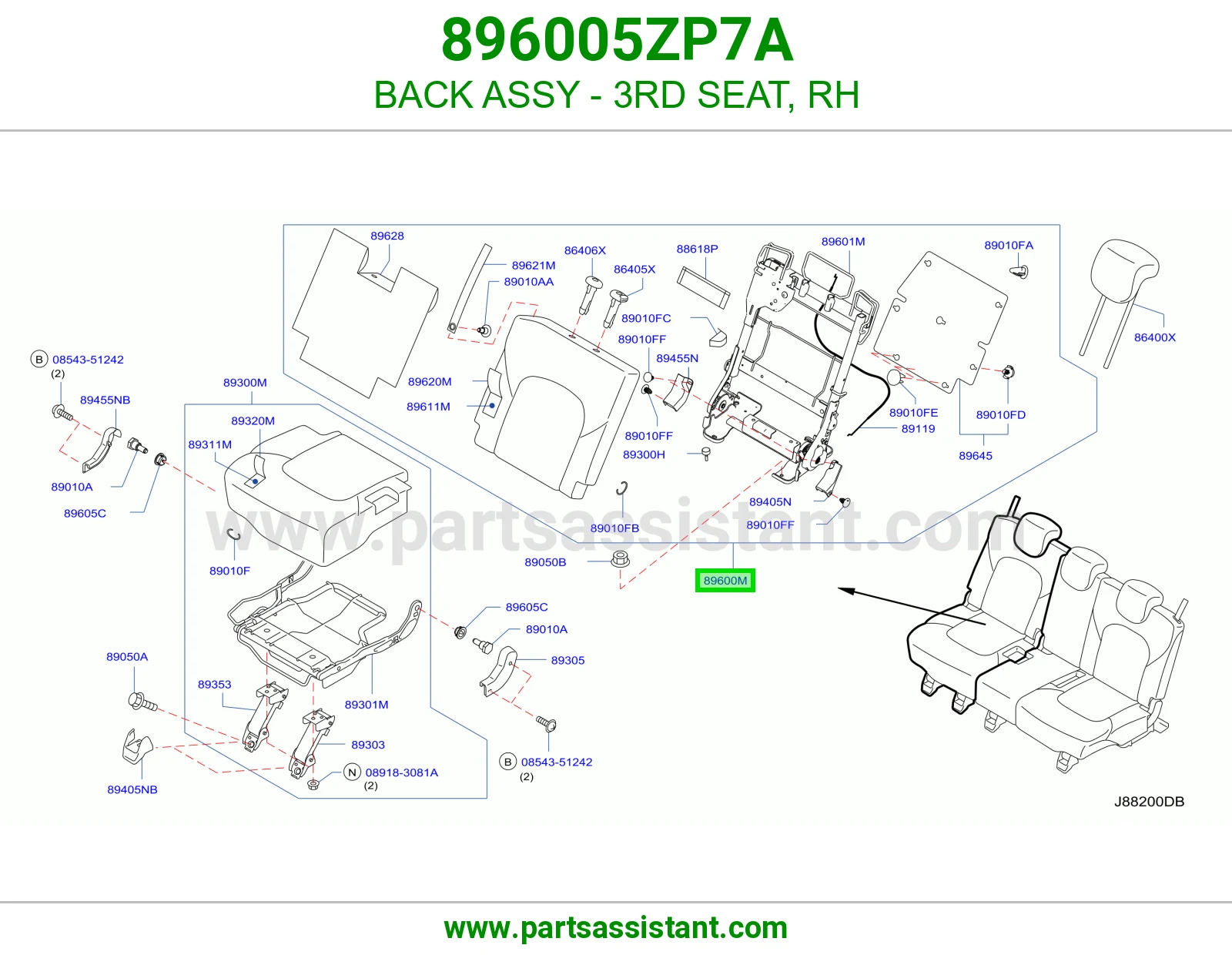 ظهر مرتبة صف ثالث يمين كامل 896005ZP7A