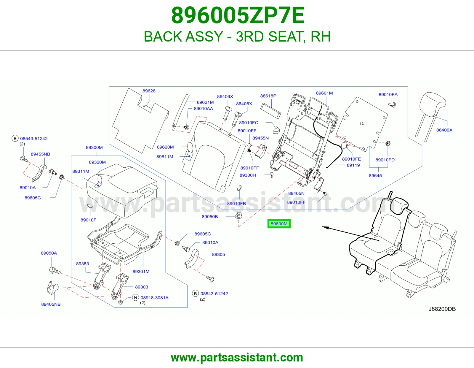 ظهر مرتبة صف ثالث يمين كامل 896005ZP7E