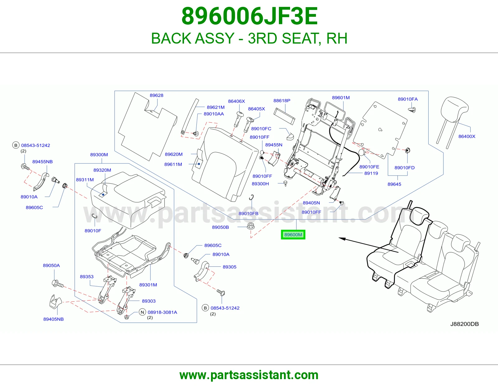 ظهر مرتبة صف ثالث يمين كامل 896006JF3E