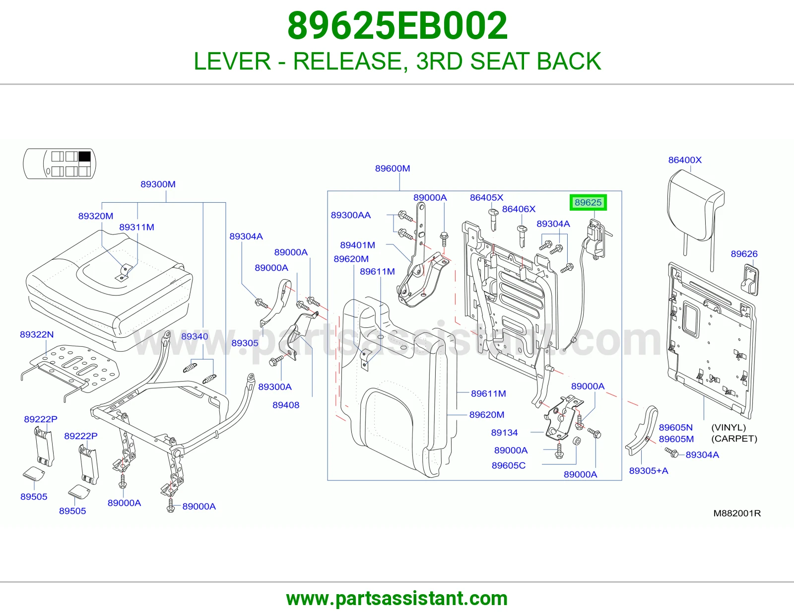 ذراع فتح ظهر مرتبة صف ثالث 89625EB002