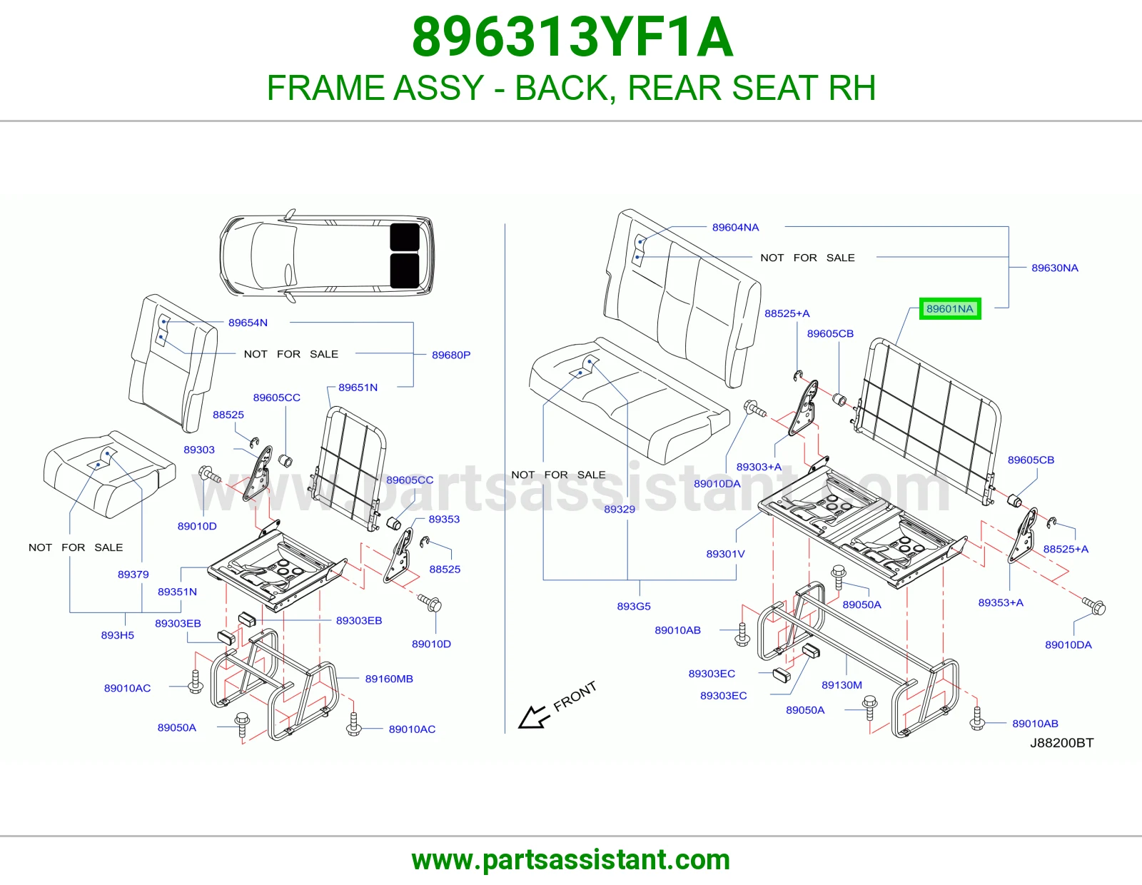 هيكل ظهر مرتبة خلفي يمين كامل 896313YF1A