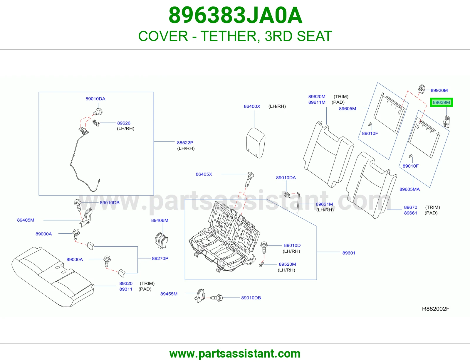 غطاء رباط تثبيت مرتبة صف ثالث 896383JA0A
