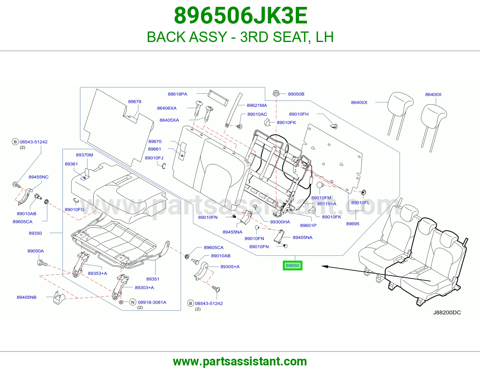 ظهر مرتبة صف ثالث يسار كامل 896506JK3E