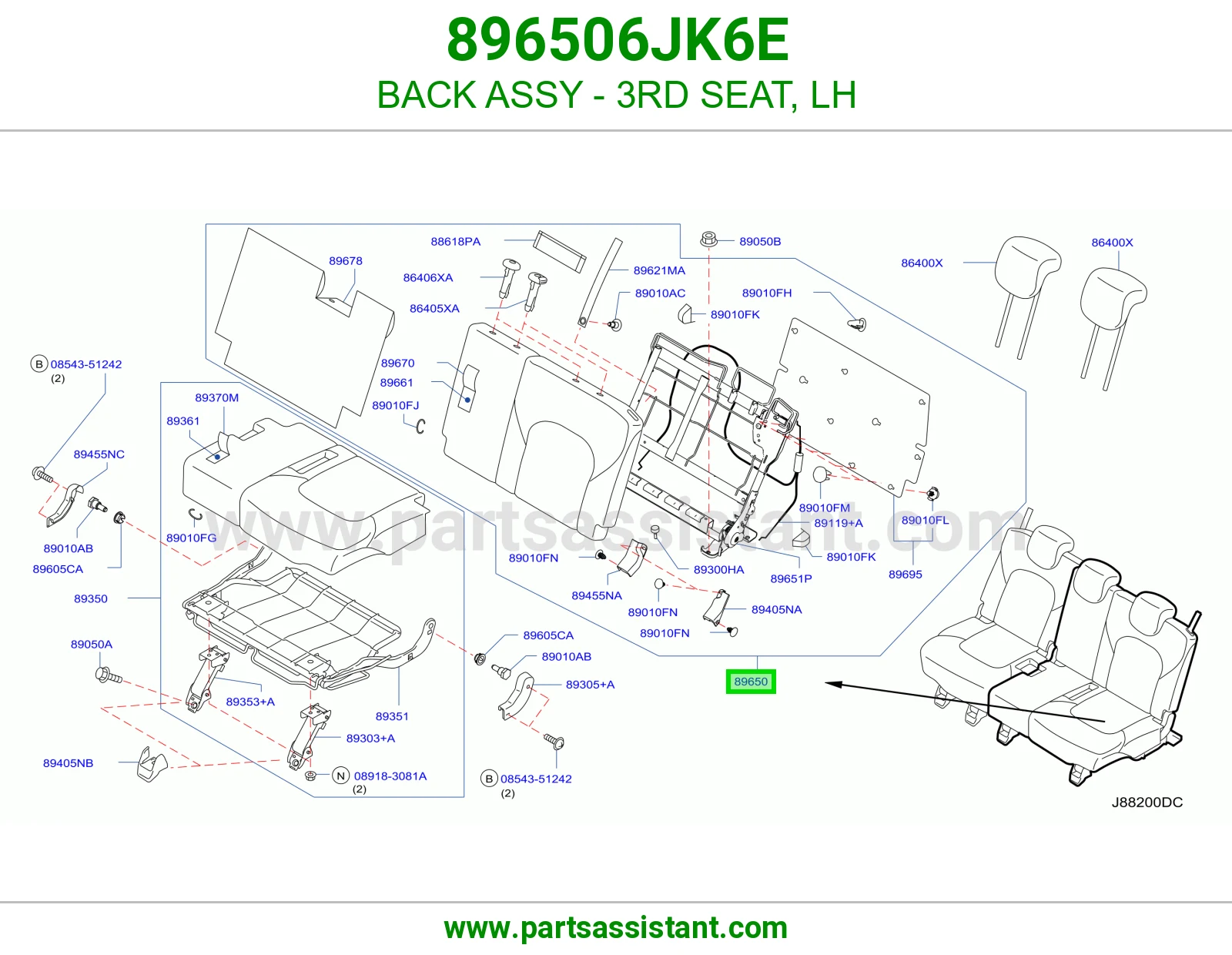 ظهر مرتبة صف ثالث يسار كامل 896506JK6E