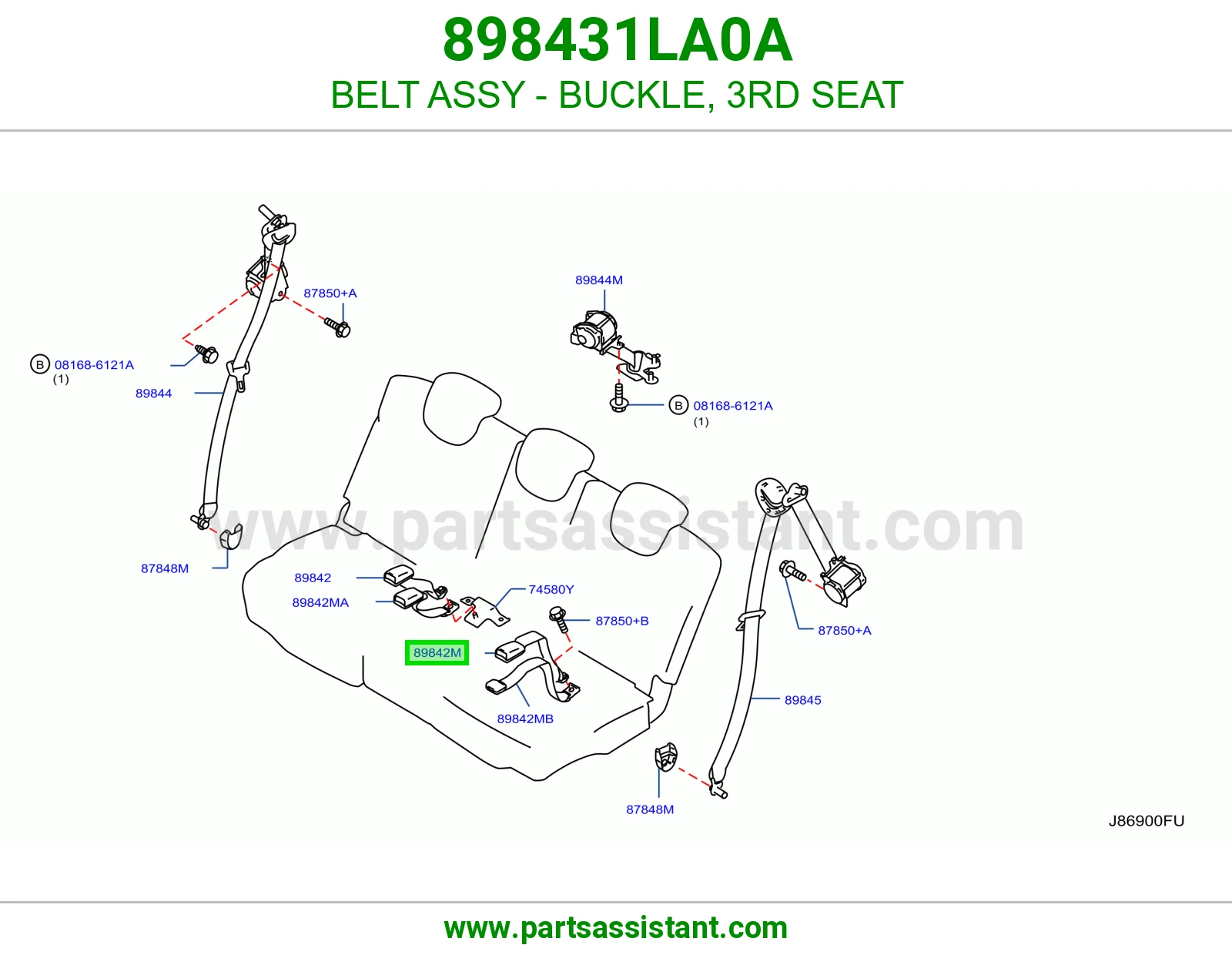 حزام قفل حزام أمان مرتبة صف ثالث كامل 898431LA0A