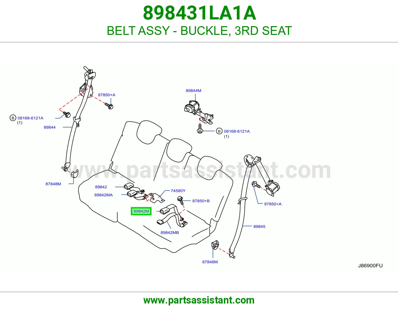 حزام قفل حزام أمان مرتبة صف ثالث كامل 898431LA1A