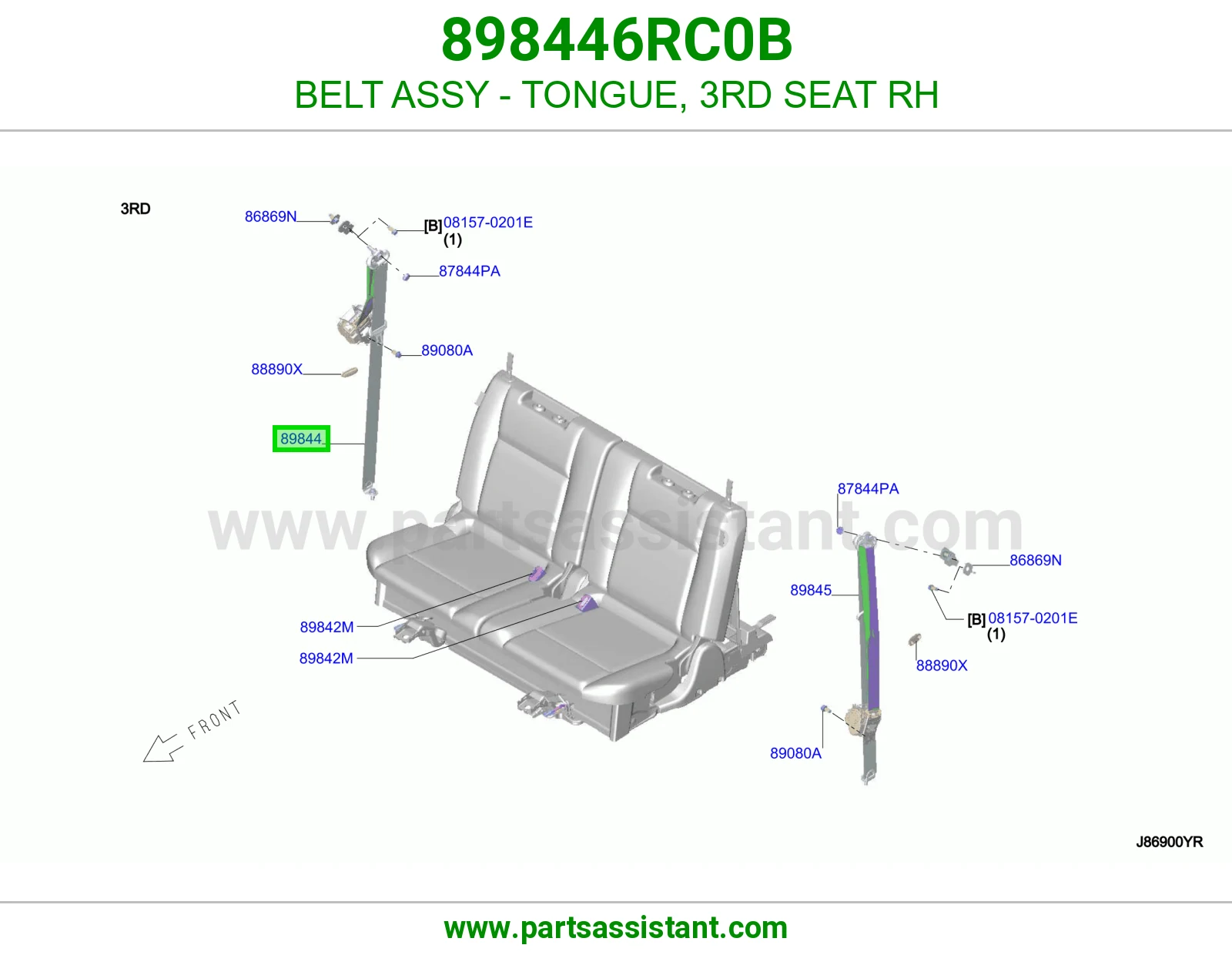 حزام لسان حزام مرتبة صف ثالث يمين كامل 898446RC0B