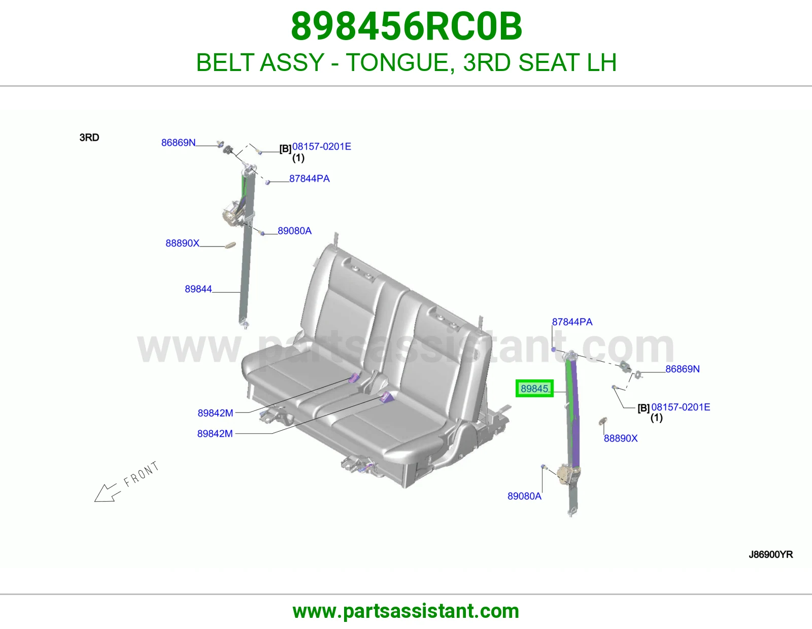 حزام لسان حزام مرتبة صف ثالث يسار كامل 898456RC0B