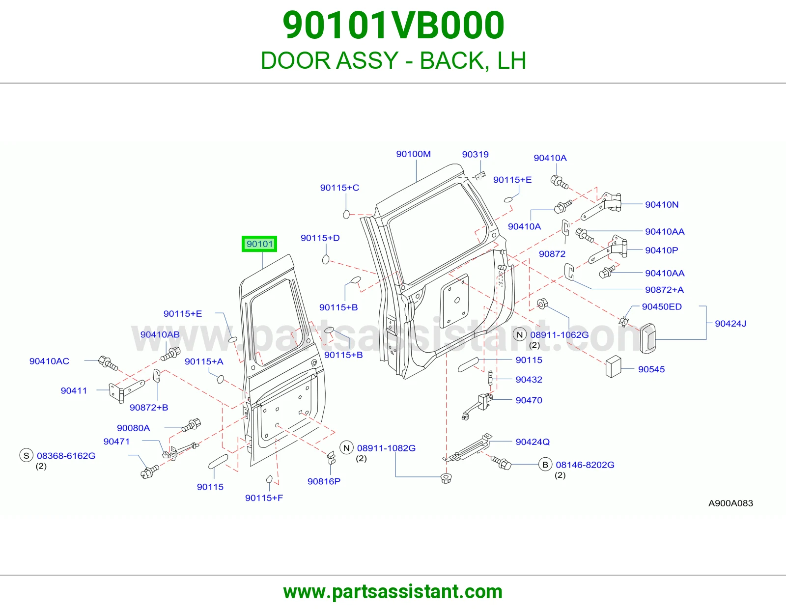 باب شنطه خلفي يسار 90101VB000