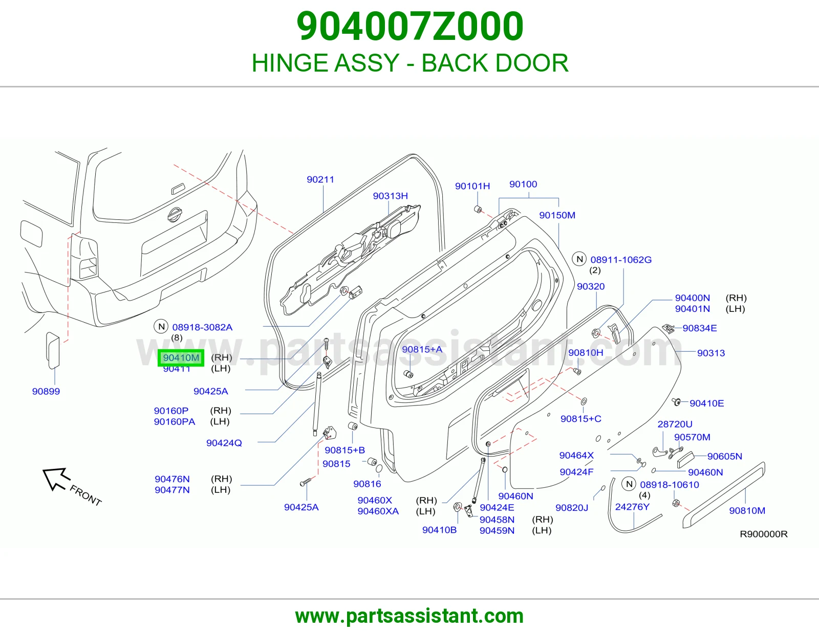 HINGE ASSY - BACK DOOR 904007Z000