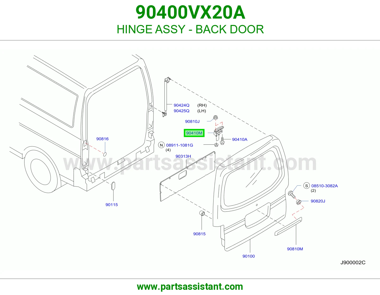 HINGE ASSY - BACK DOOR 90400VX20A