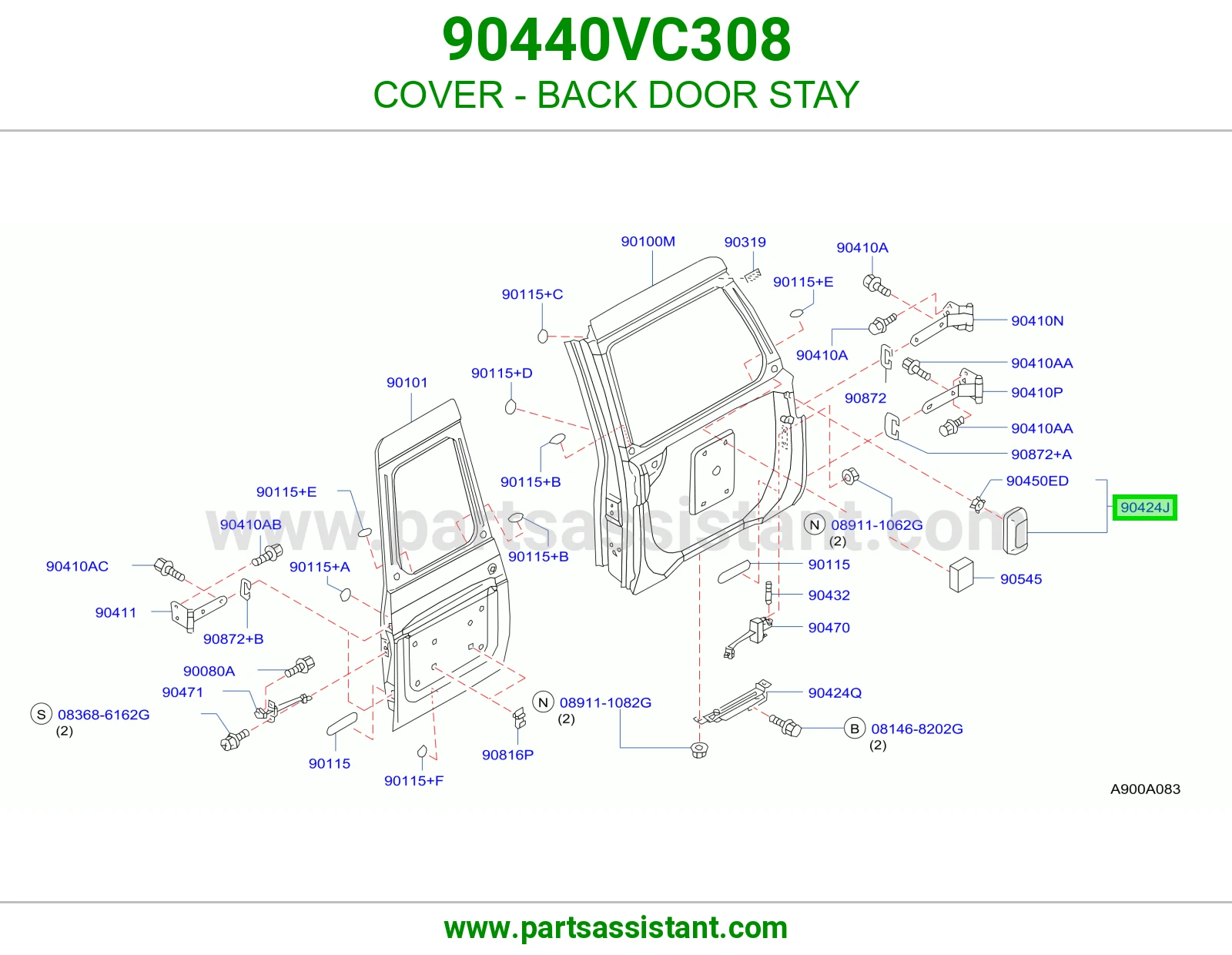 COVER - BACK DOOR STAY 90440VC308
