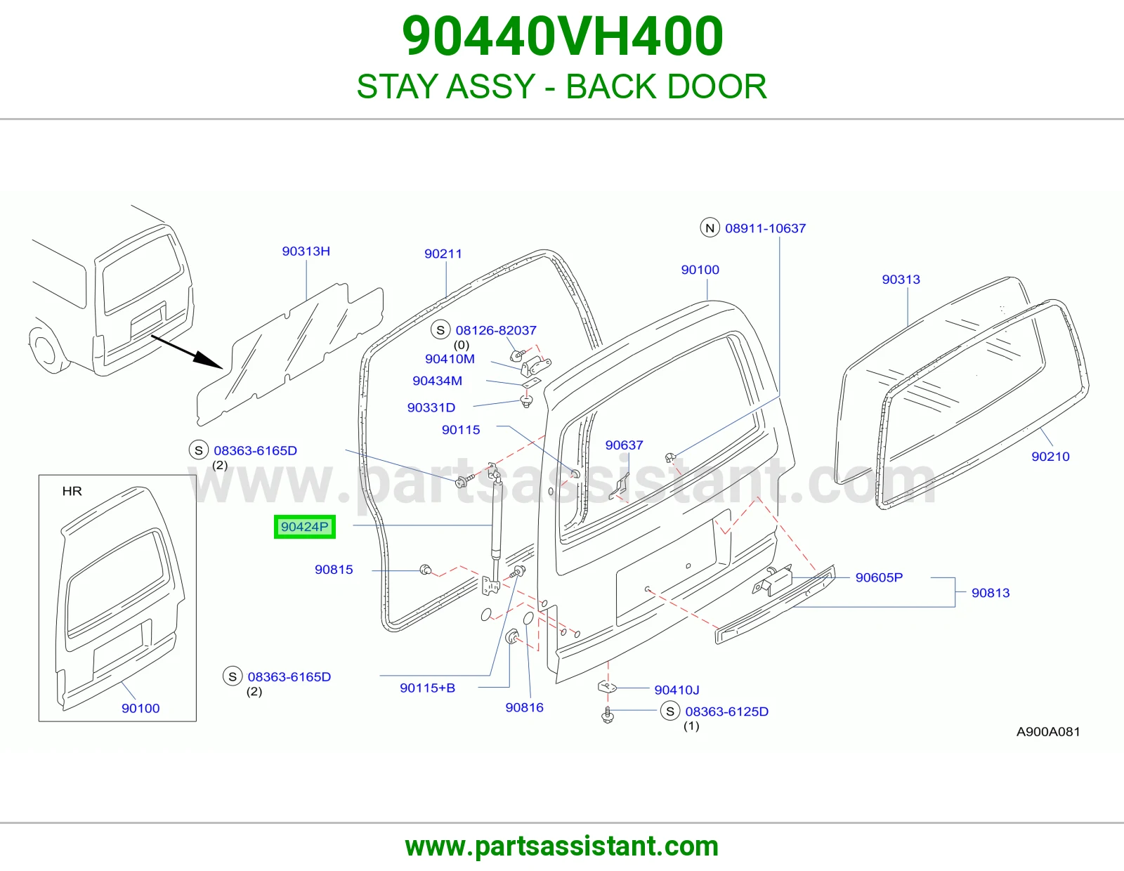 STAY ASSY - BACK DOOR 90440VH400