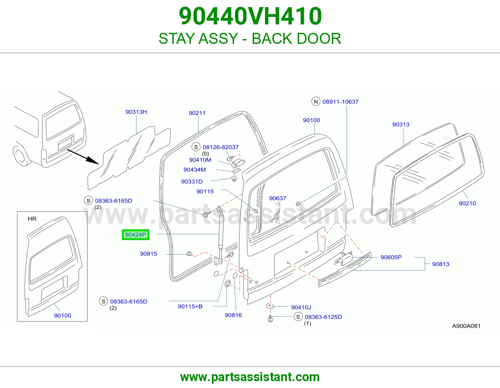 STAY ASSY - BACK DOOR 90440VH410