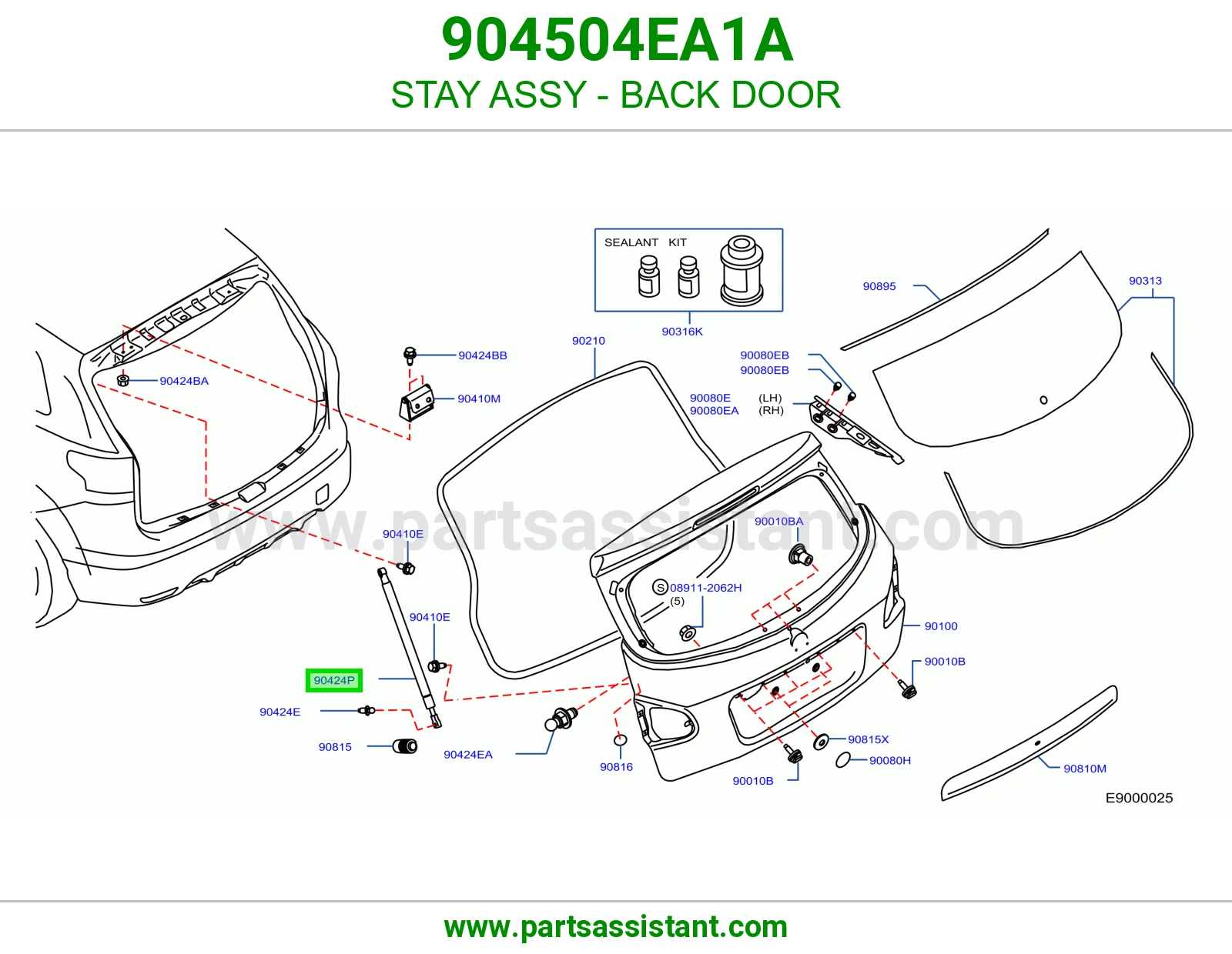 STAY ASSY - BACK DOOR 904504EA1A