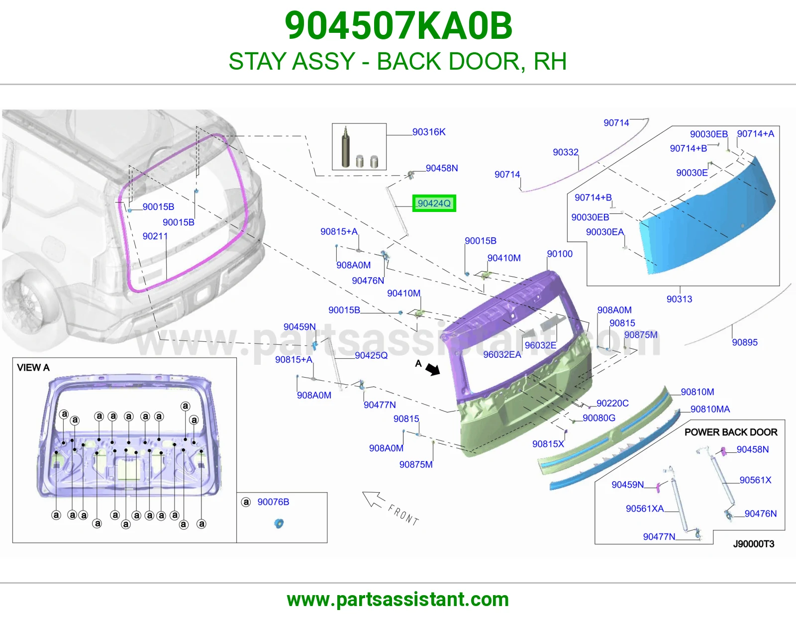 STAY ASSY - BACK DOOR, RH 904507KA0B