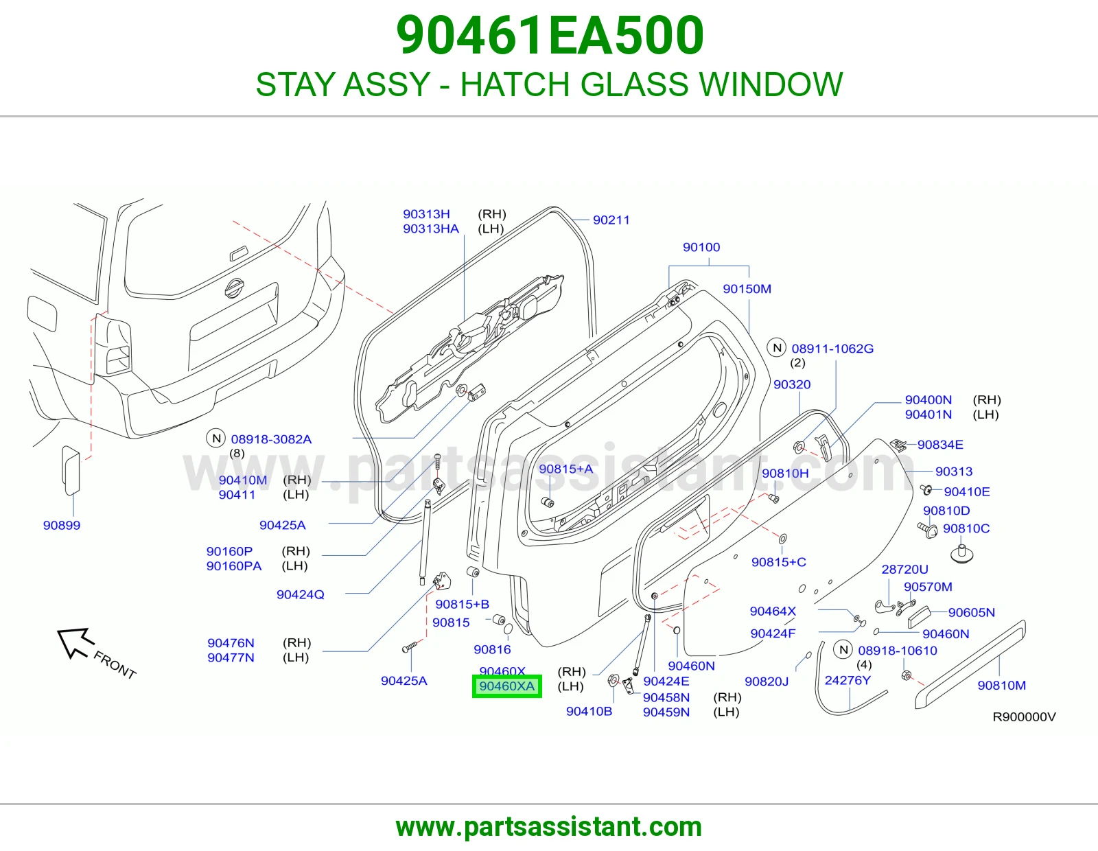 STAY ASSY - HATCH GLASS WINDOW 90461EA500