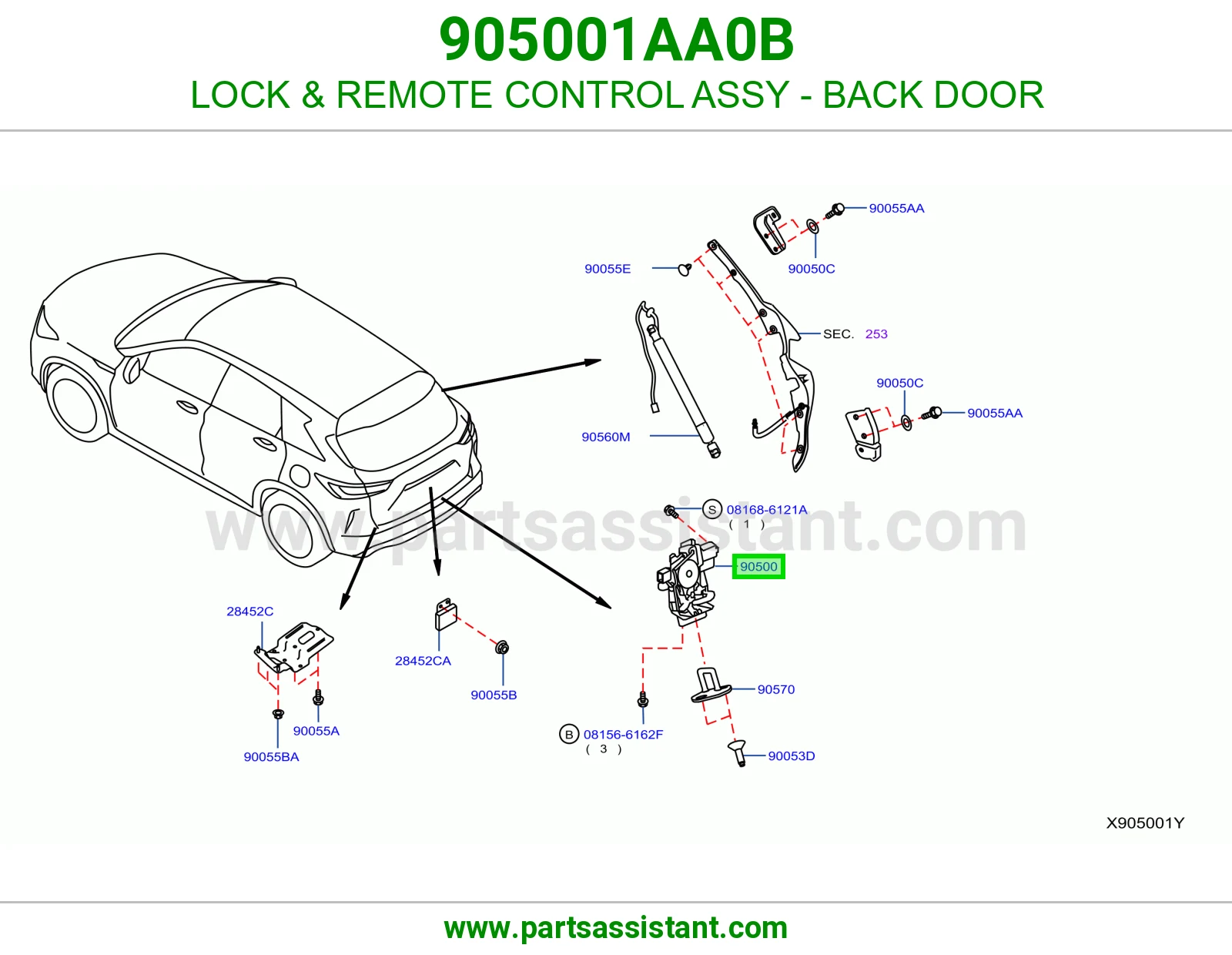 قفل باب شنطه خلفي 905001AA0B