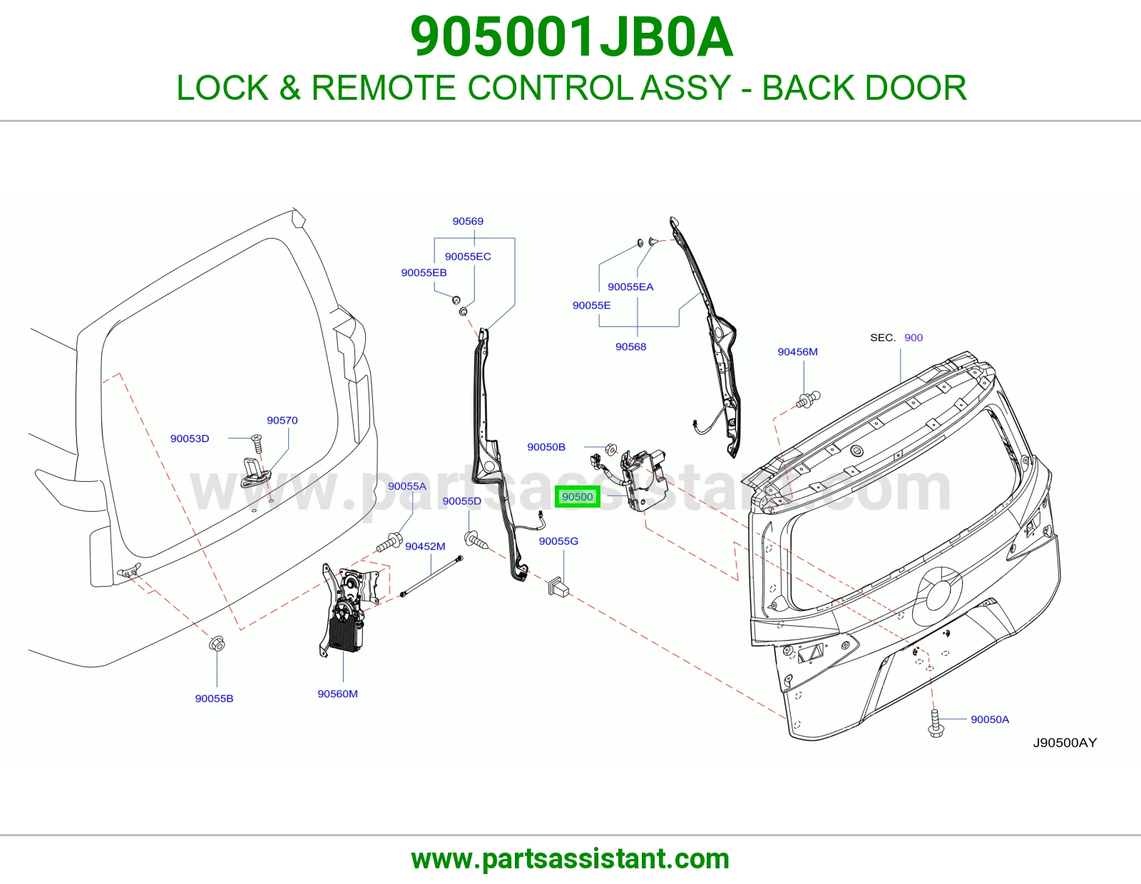 قفل باب شنطه خلفي 905001JB0A