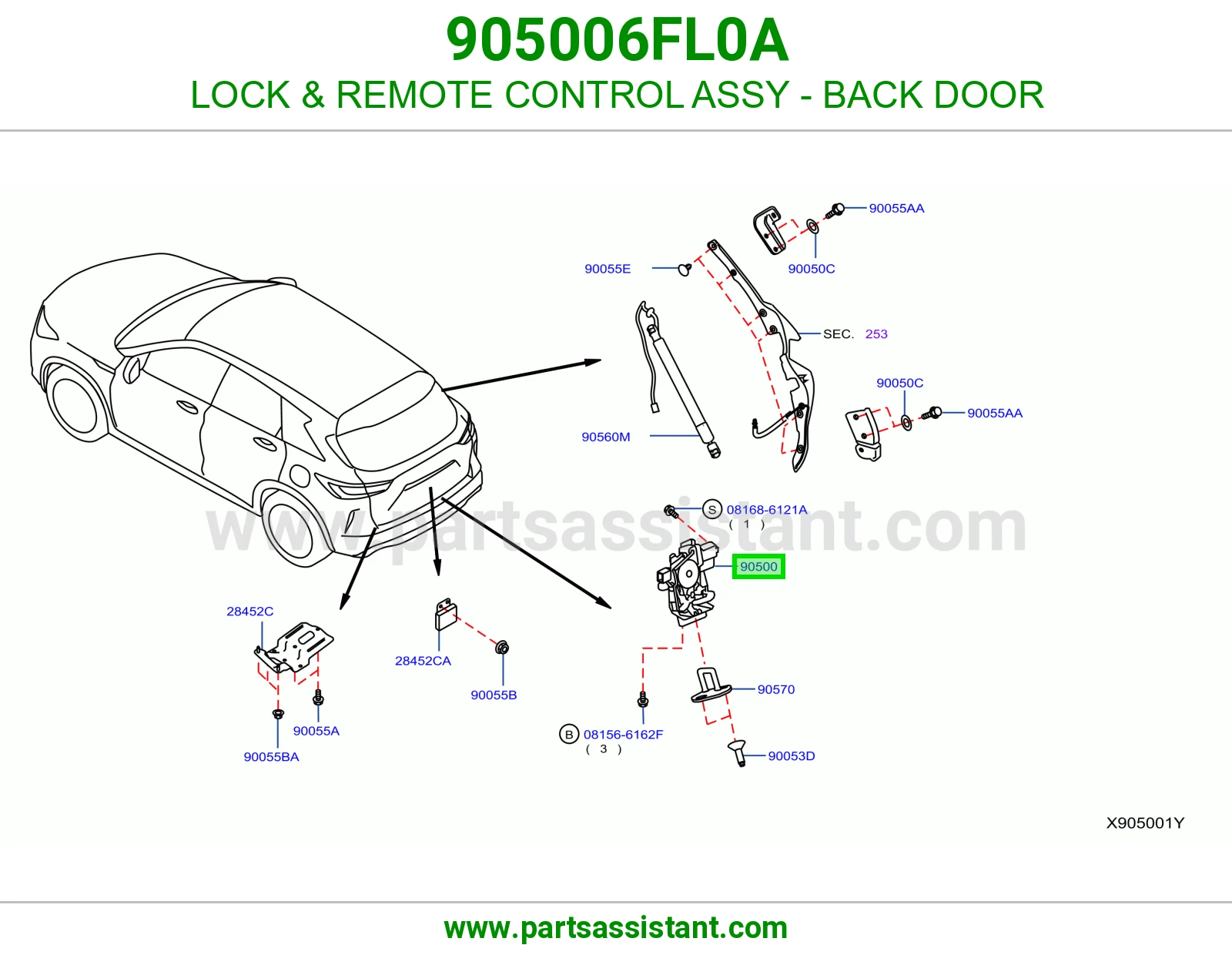 قفل باب شنطه خلفي 905006FL0A
