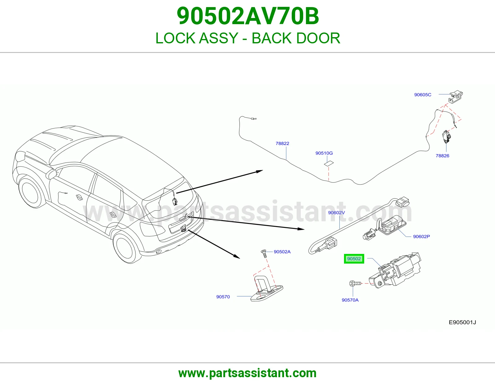 قفل باب شنطه خلفي 90502AV70B