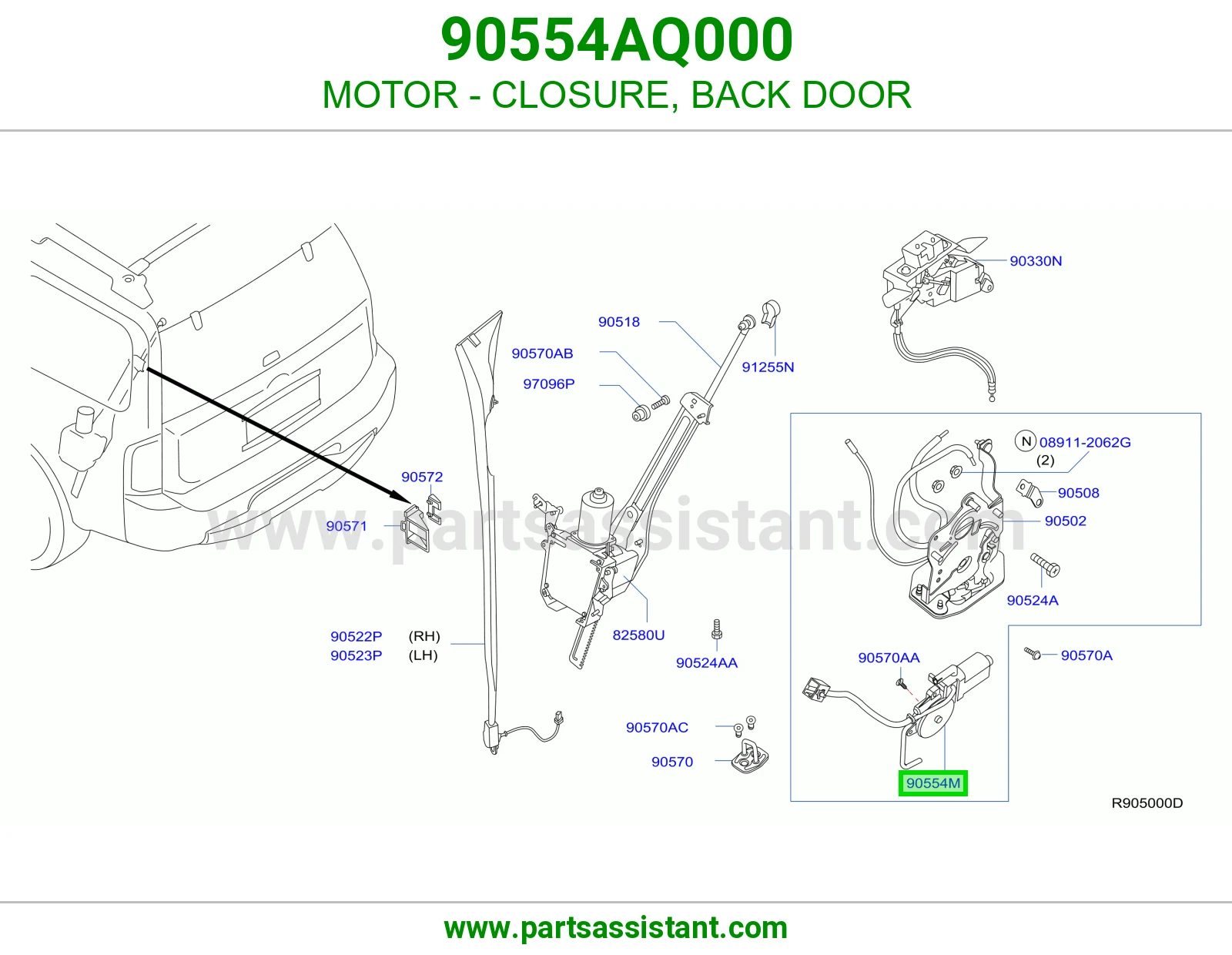 دينمو قفل باب شنطه 90554AQ000