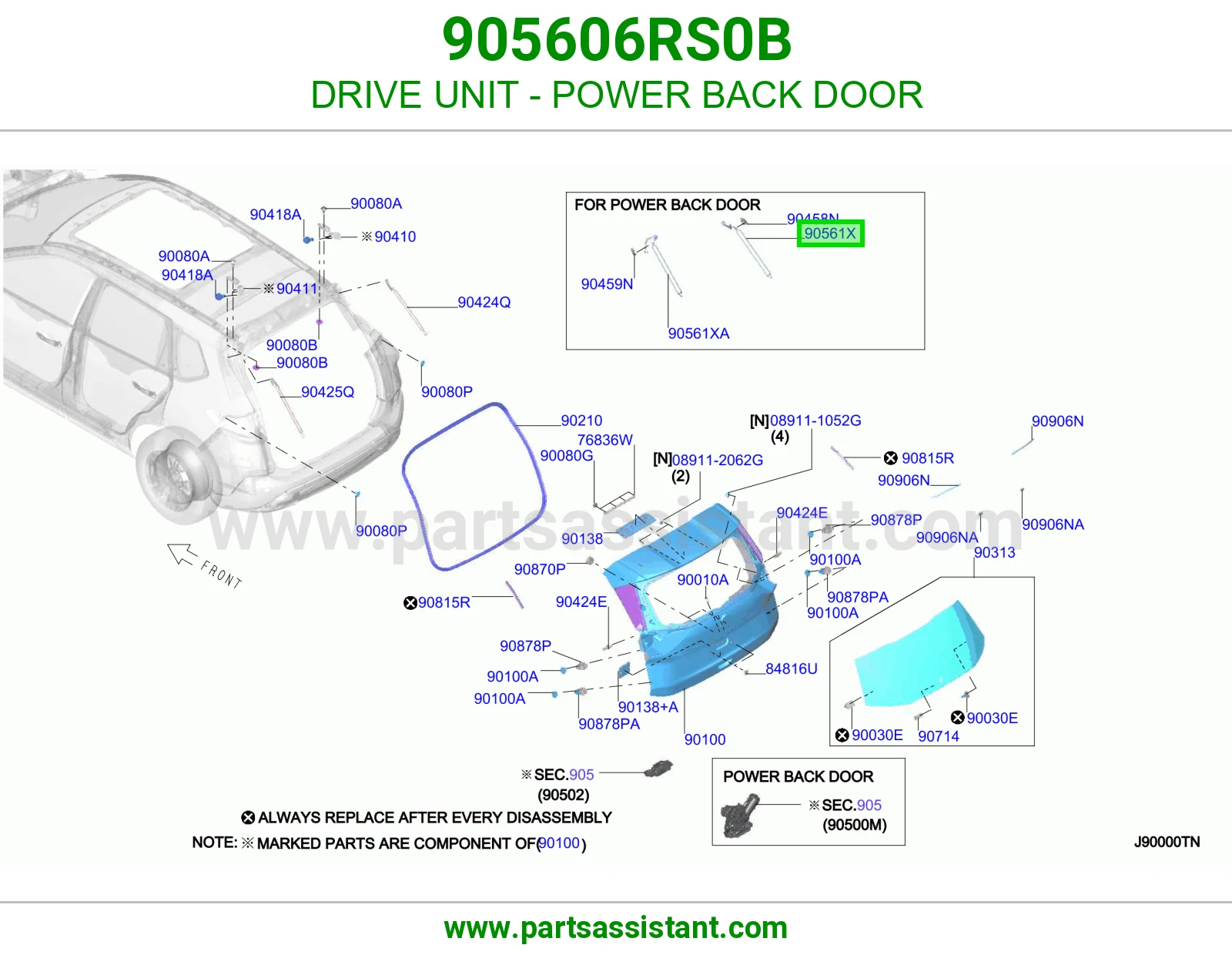 وحدة تشغيل باب شنطة كهربائي 905606RS0B
