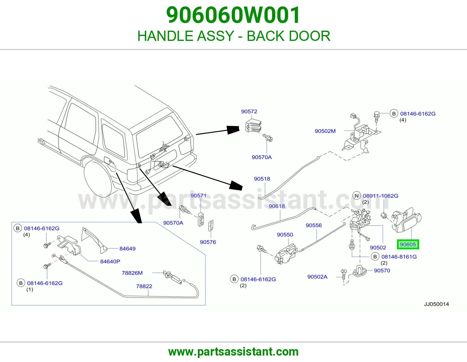 HANDLE ASSY - BACK DOOR 906060W001