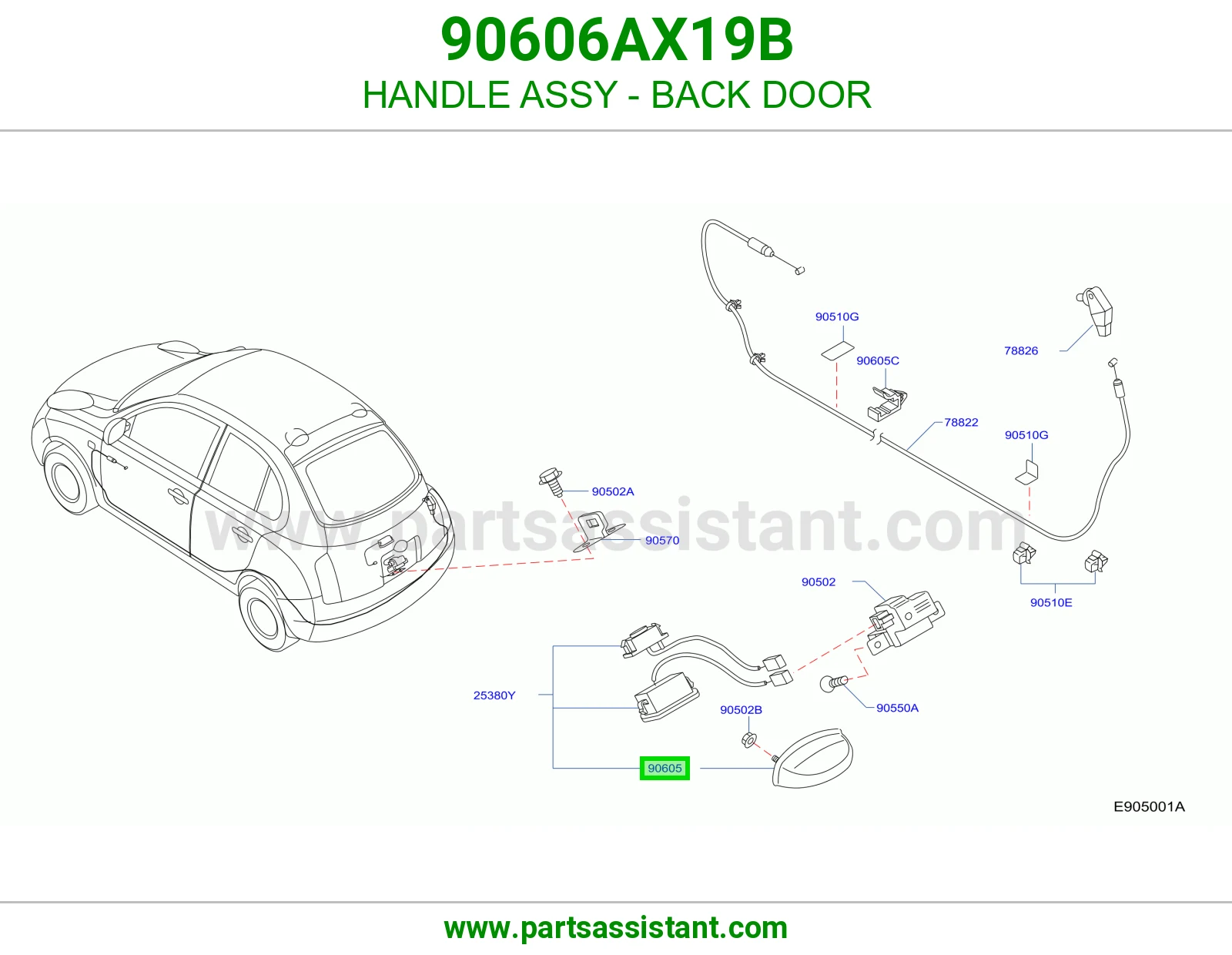 عروه يد باب شنطه خلفي 90606AX19B