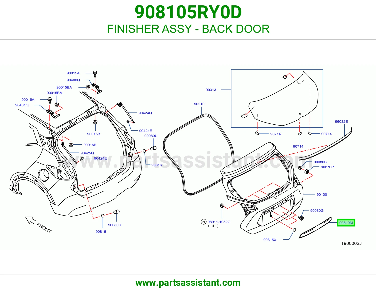 FINISHER ASSY - BACK DOOR 908105RY0D