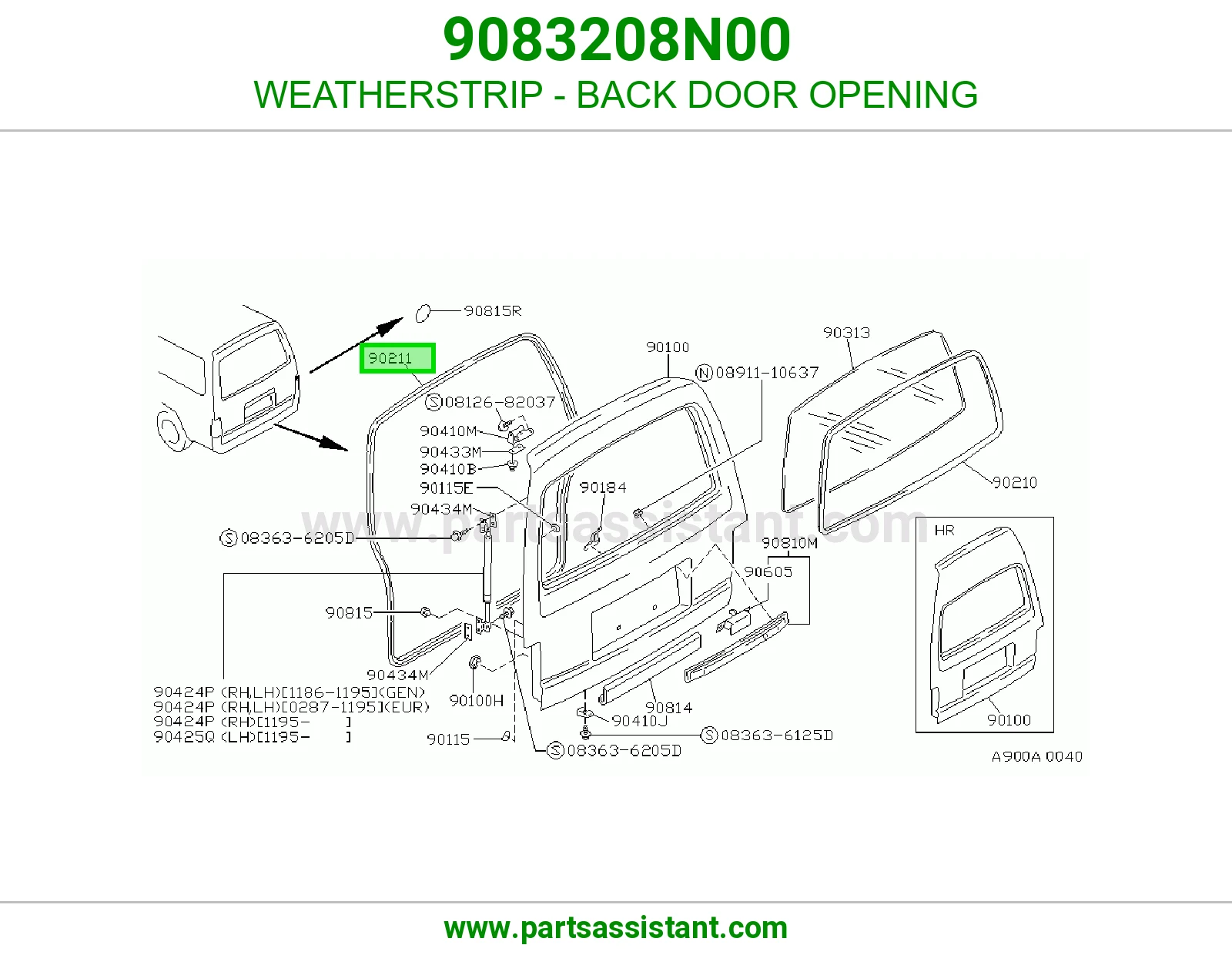 WEATHERSTRIP - BACK DOOR OPENING 9083208N00