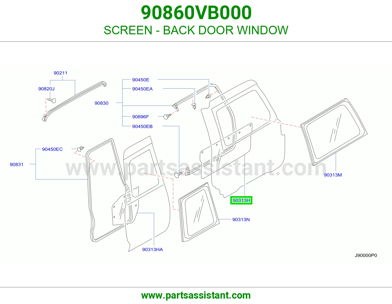 شبك واقي قزاز باب شنطة 90860VB000