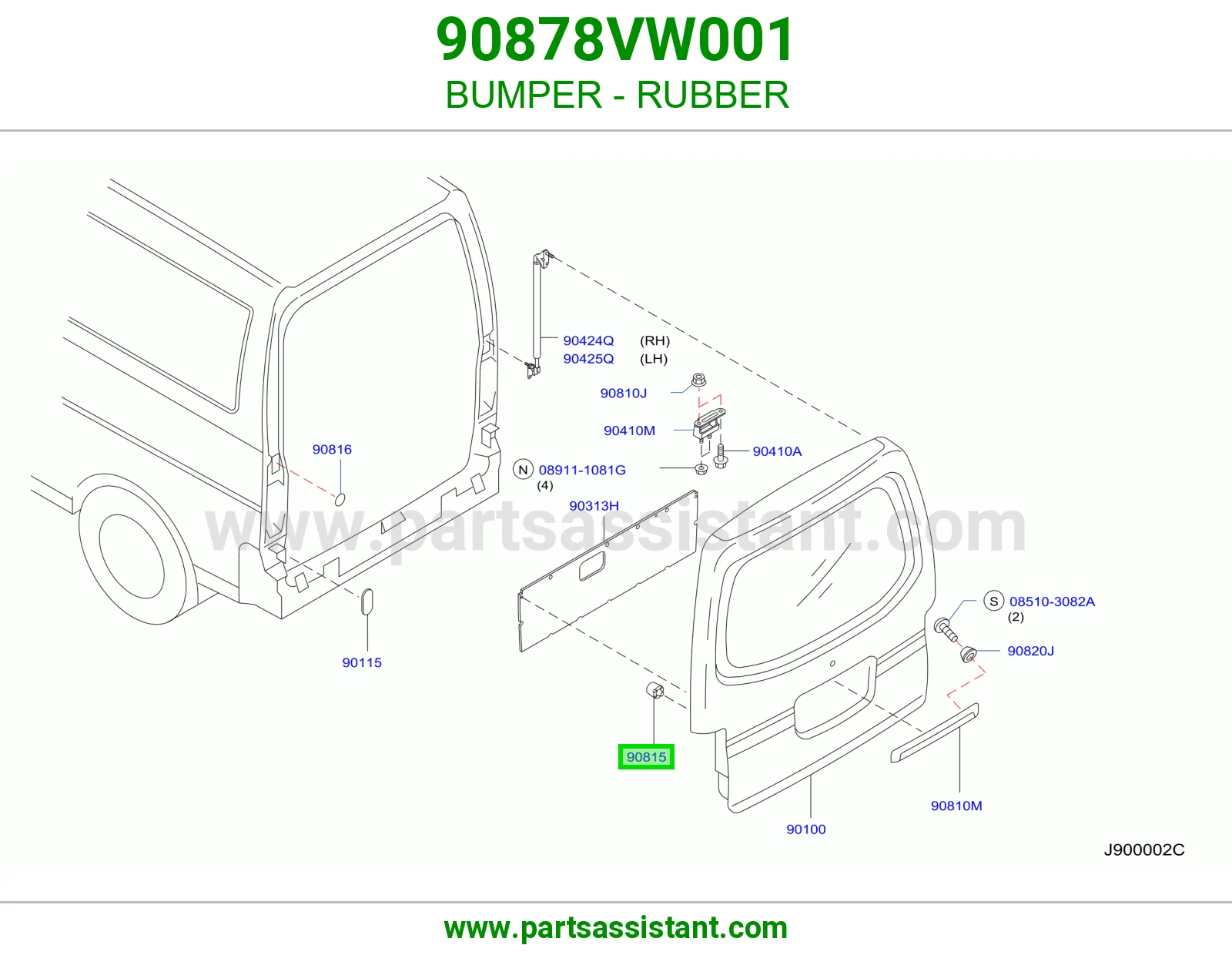 BUMPER - RUBBER 90878VW001