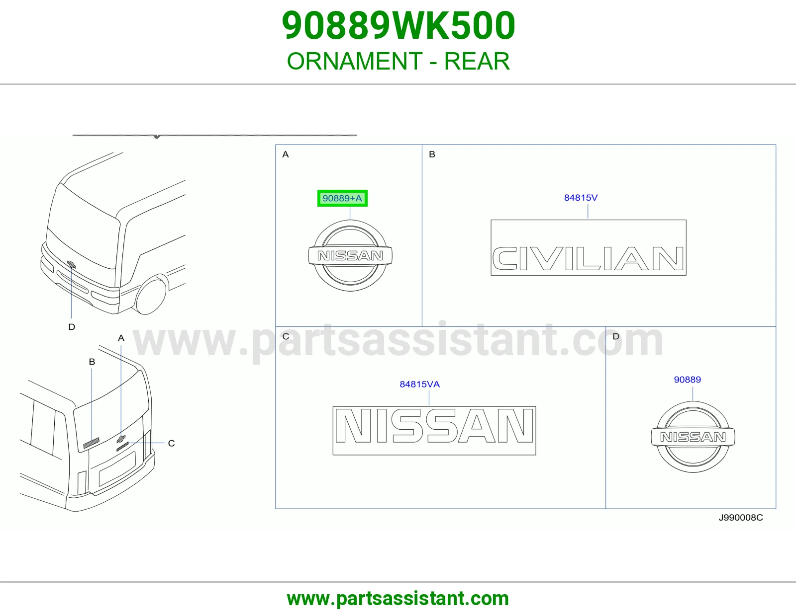 علامة خلفي 90889WK500
