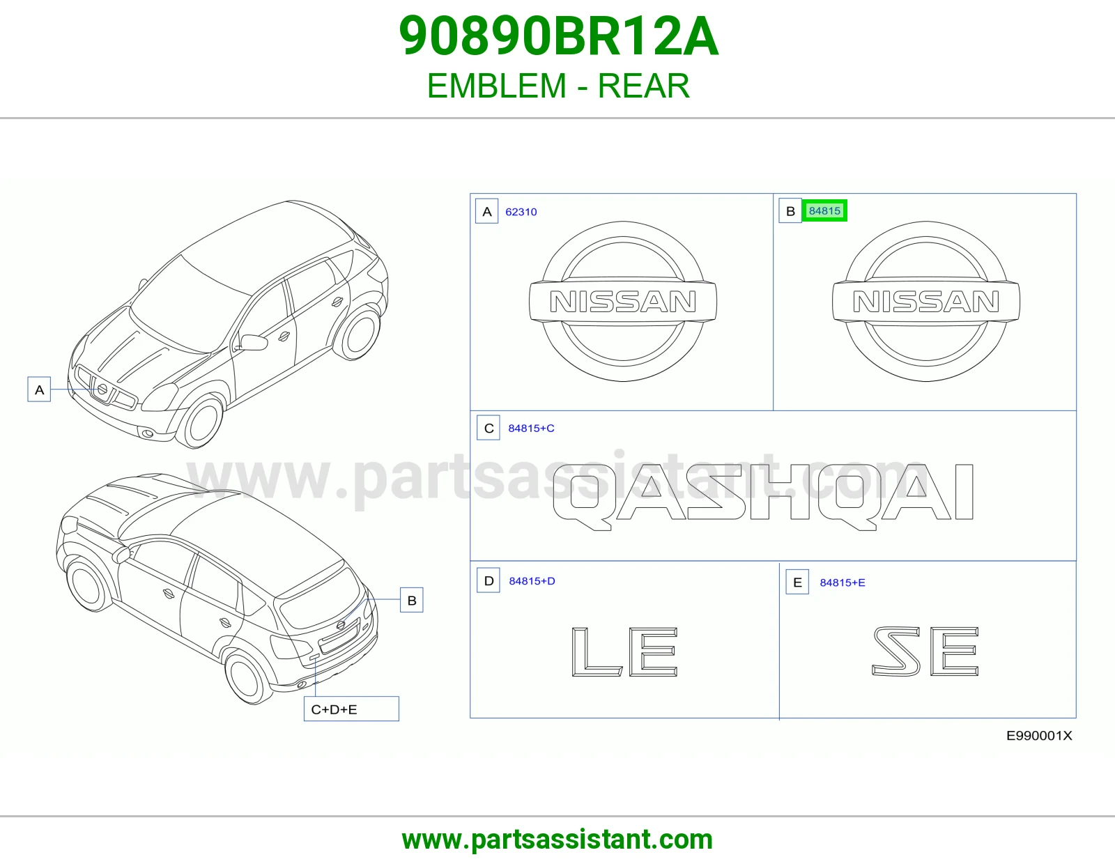 علامة خلفي 90890BR12A