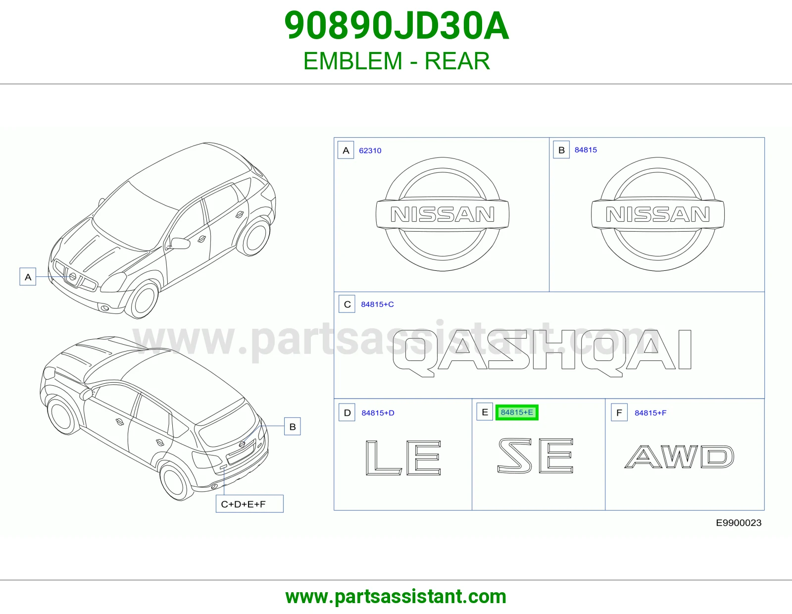 علامة خلفي 90890JD30A