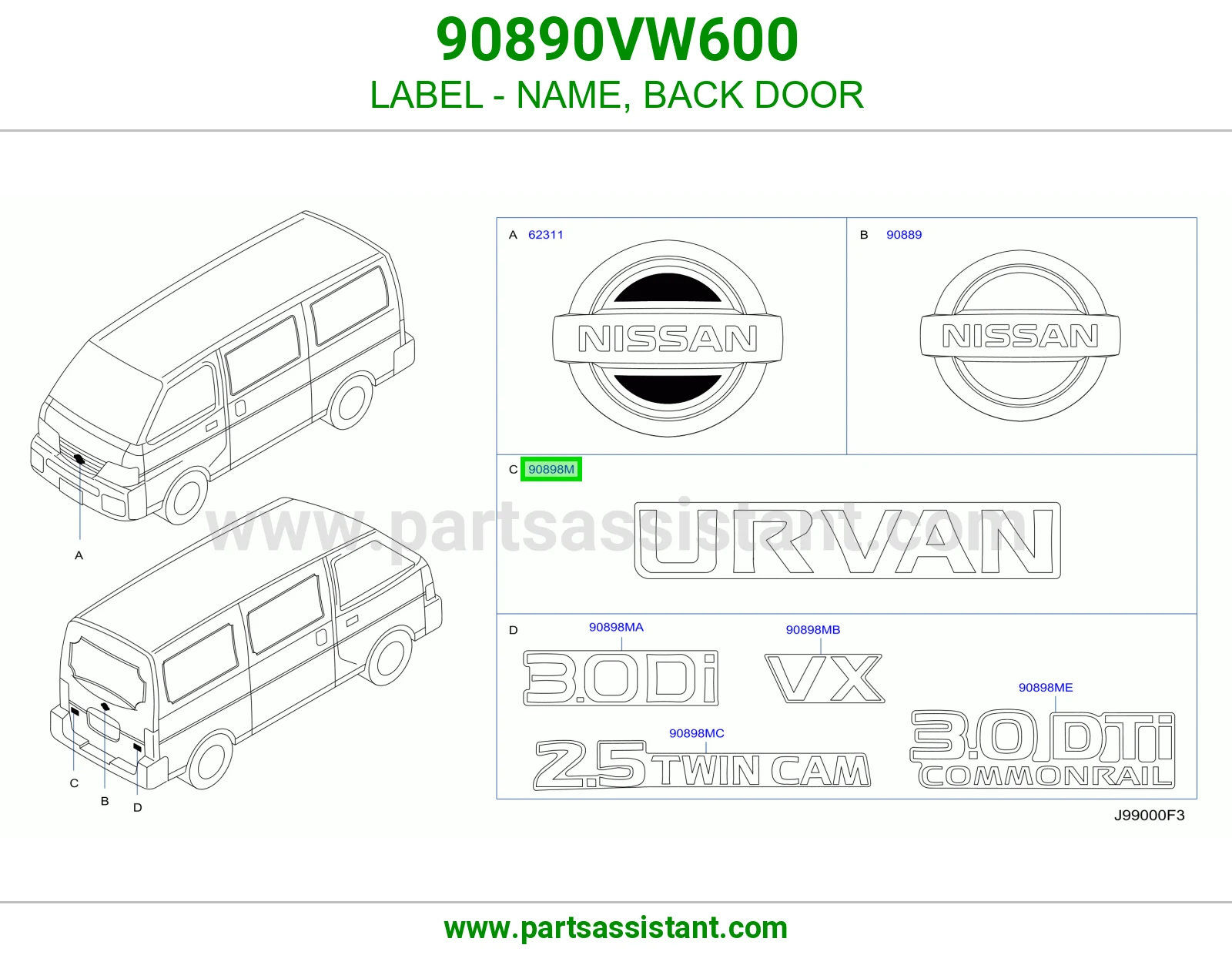 ملصق اسم باب شنطة 90890VW600