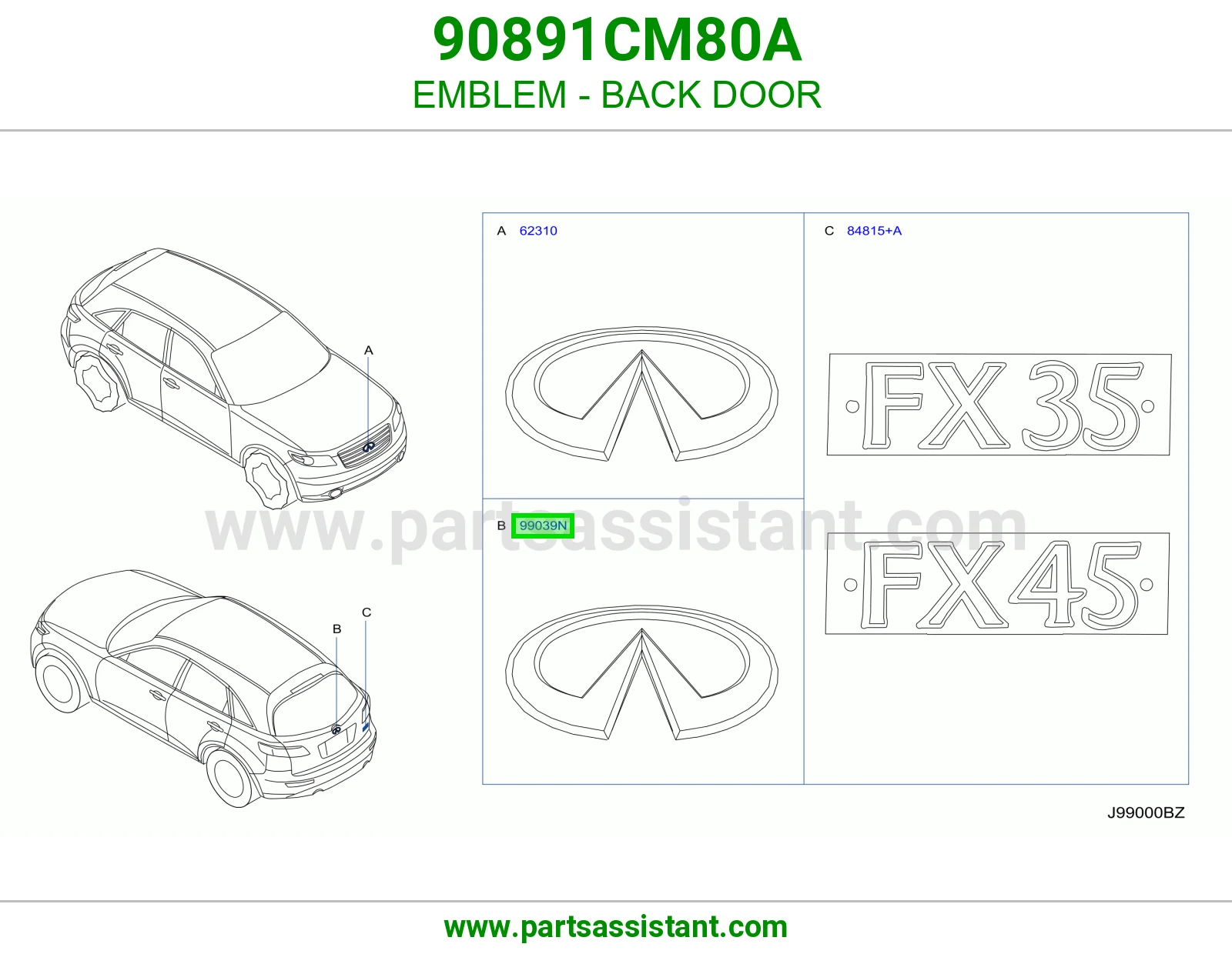 علامة باب شنطة 90891CM80A