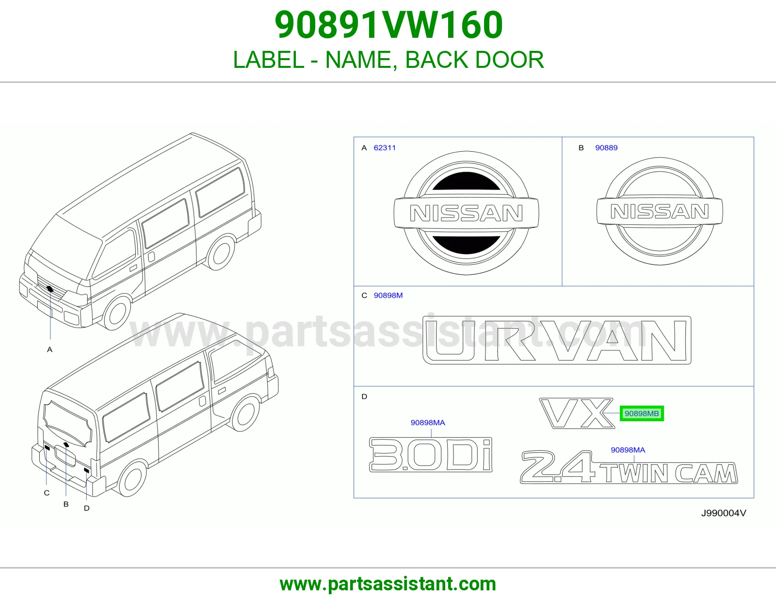ملصق اسم باب شنطة 90891VW160
